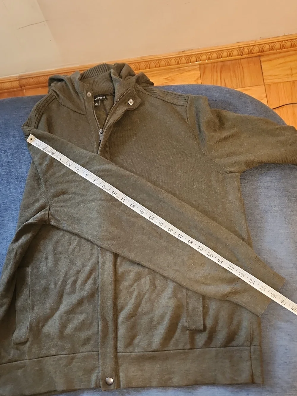 Banana Republic Olive Green Zip-Up Hooded Sweater XL Men's